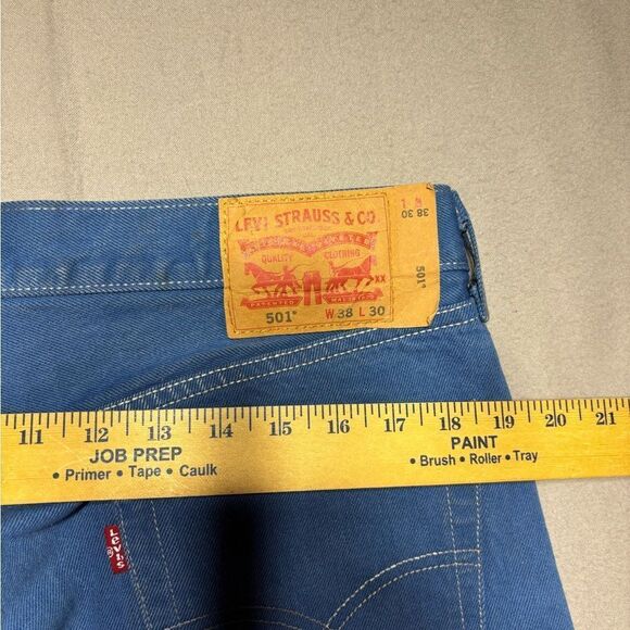 Levis 501 Straight Leg Button Fly Jeans Men's Size 38x30 Red Tab Western - Picture 3 of 7